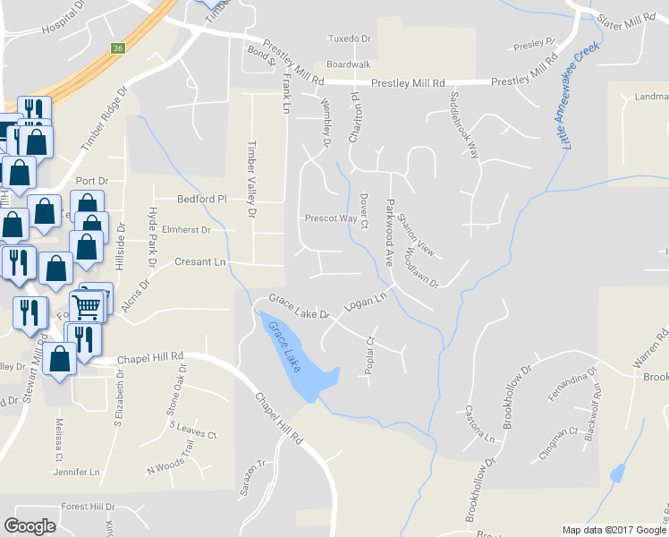 map of restaurants, bars, coffee shops, grocery stores, and more near 2920 Stanway Avenue in Douglasville