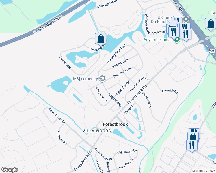 map of restaurants, bars, coffee shops, grocery stores, and more near 4080 Whisker Pole in Myrtle Beach