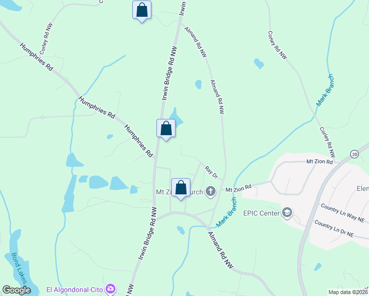 map of restaurants, bars, coffee shops, grocery stores, and more near 943 Ray Drive in Conyers