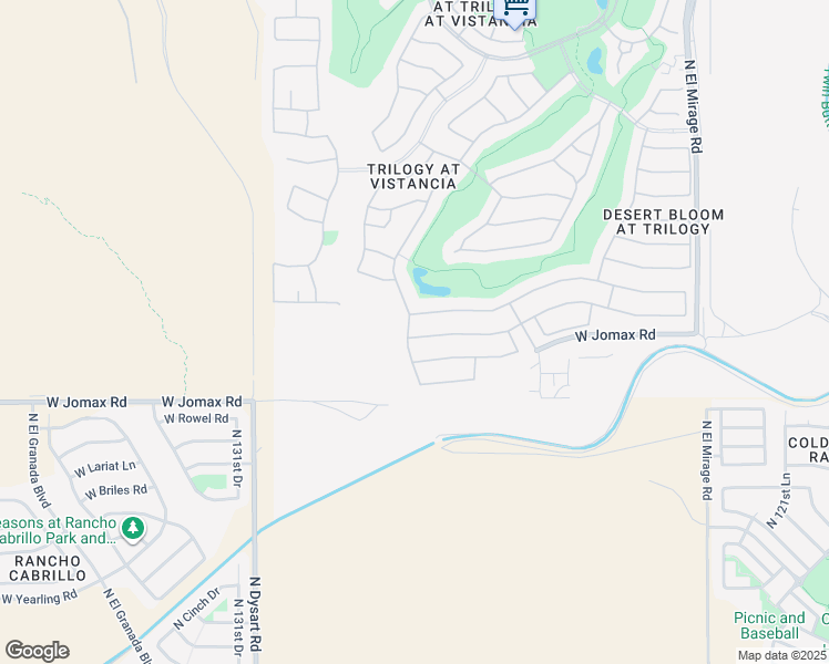 map of restaurants, bars, coffee shops, grocery stores, and more near 12813 West Bajada Road in Peoria