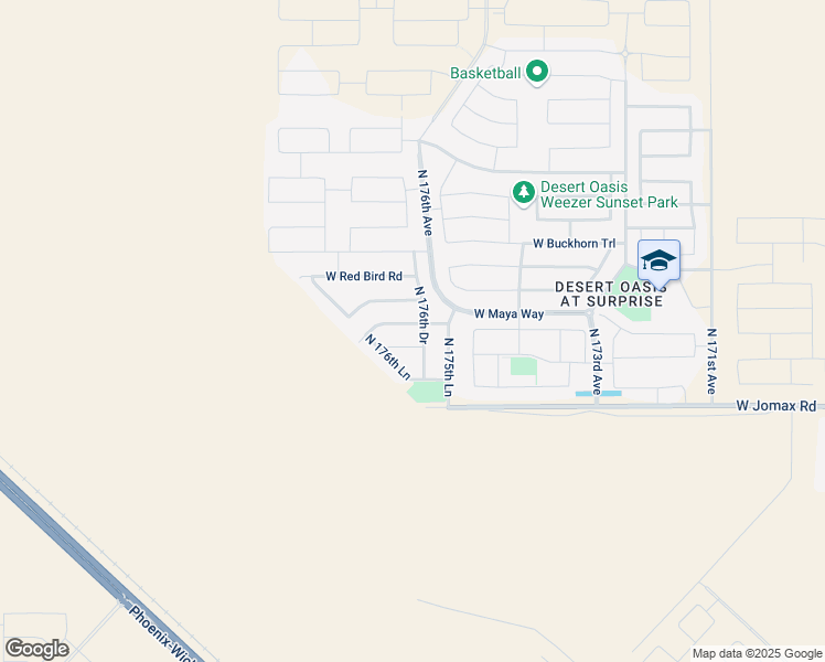map of restaurants, bars, coffee shops, grocery stores, and more near 17338 West Molly Lane in Surprise