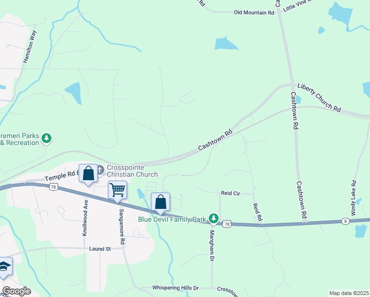 map of restaurants, bars, coffee shops, grocery stores, and more near 1236 Temple Road East in Bremen