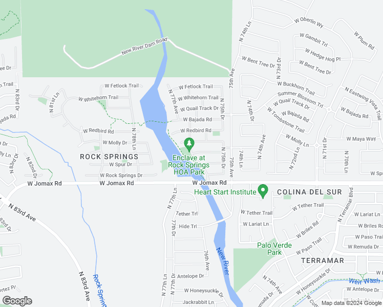 map of restaurants, bars, coffee shops, grocery stores, and more near 7658 West Andrea Drive in Peoria