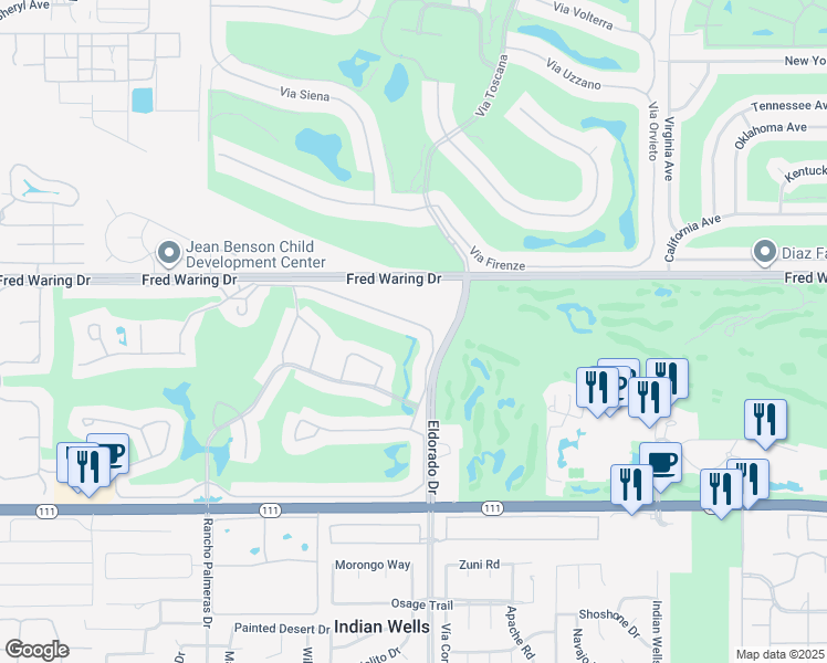 map of restaurants, bars, coffee shops, grocery stores, and more near 75653 Camino De Paco in Indian Wells