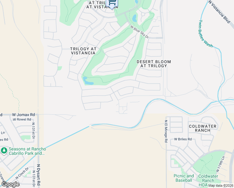 map of restaurants, bars, coffee shops, grocery stores, and more near 26949 North 126th Avenue in Peoria