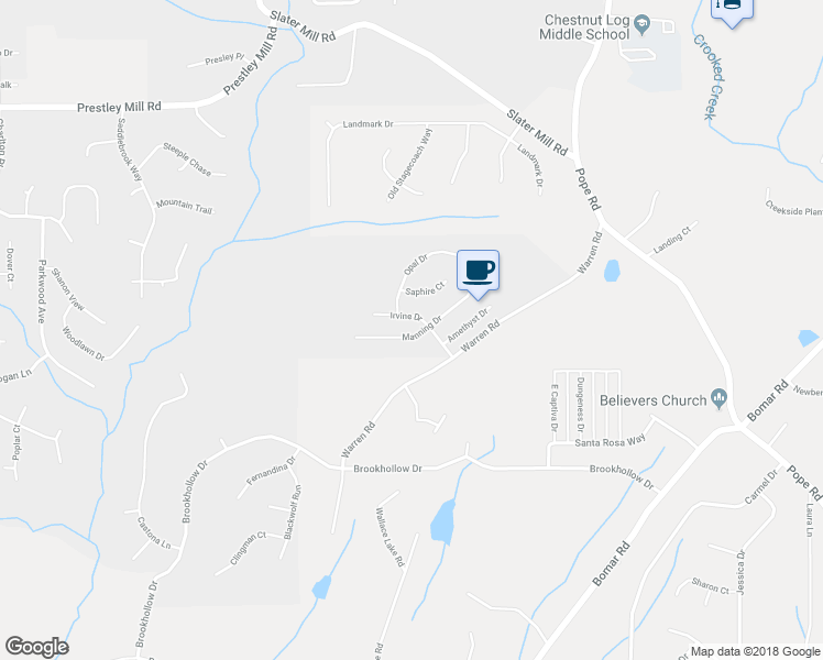 map of restaurants, bars, coffee shops, grocery stores, and more near 5058 Manning Drive in Douglasville