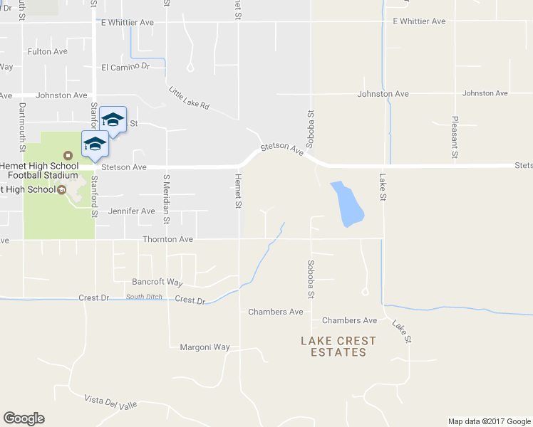 map of restaurants, bars, coffee shops, grocery stores, and more near 4229 Thornton in Hemet