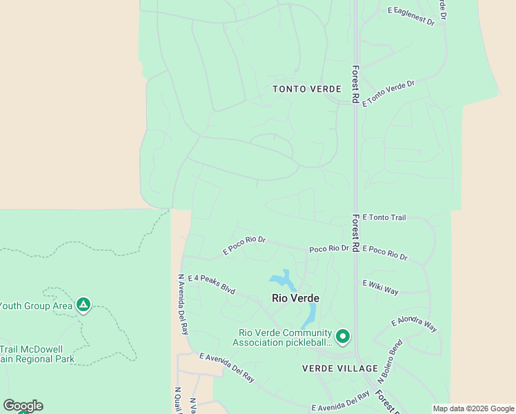 map of restaurants, bars, coffee shops, grocery stores, and more near 18601 East Mountainaire Drive in Rio Verde
