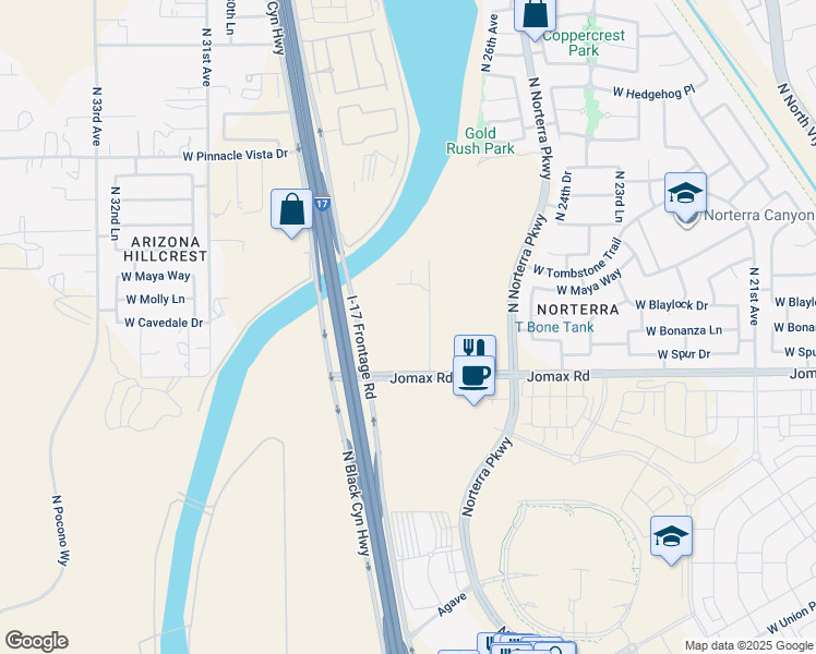 map of restaurants, bars, coffee shops, grocery stores, and more near 26800 North 27th Avenue in Phoenix