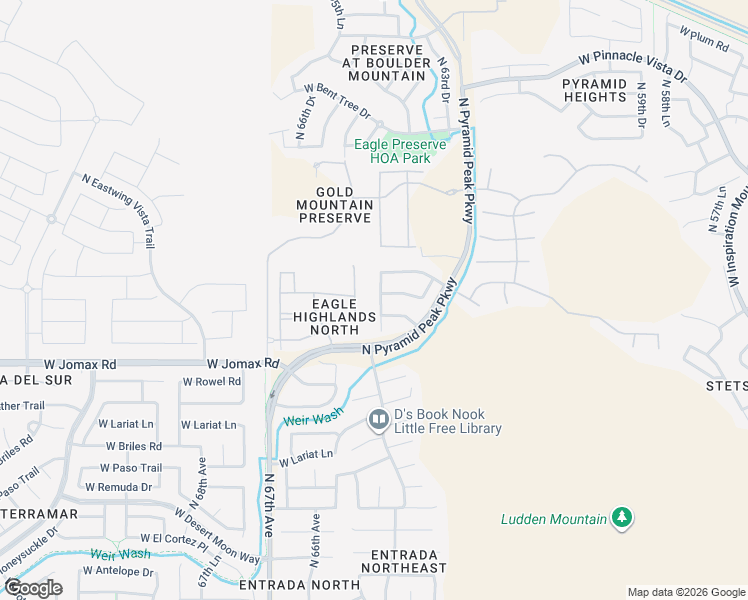 map of restaurants, bars, coffee shops, grocery stores, and more near 26816 North 64th Lane in Phoenix