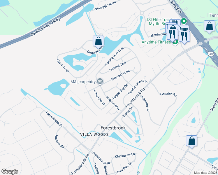 map of restaurants, bars, coffee shops, grocery stores, and more near 4050 Whisker Pole in Myrtle Beach