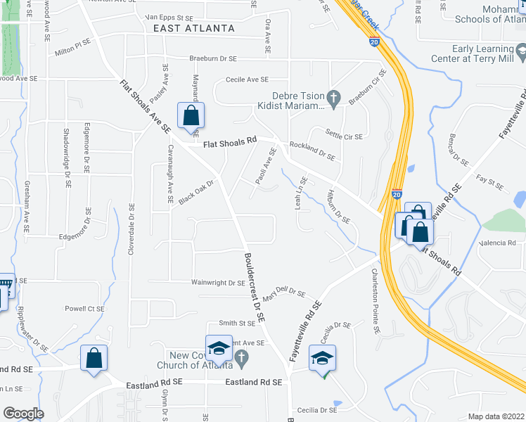 map of restaurants, bars, coffee shops, grocery stores, and more near 1712 Piper Circle Southeast in Atlanta