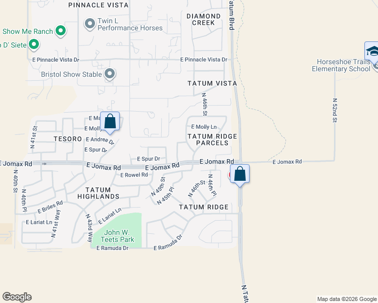map of restaurants, bars, coffee shops, grocery stores, and more near 26631 North 45th Street in Cave Creek