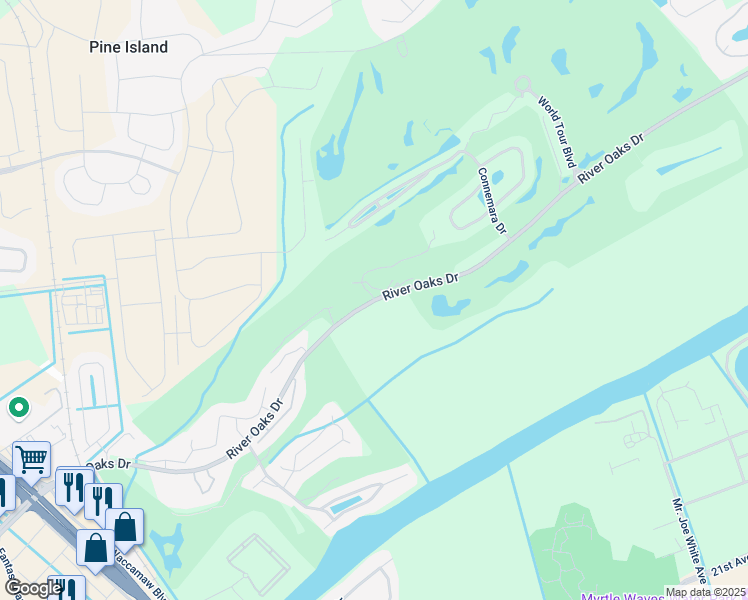 map of restaurants, bars, coffee shops, grocery stores, and more near 628 River Oaks Drive in Myrtle Beach
