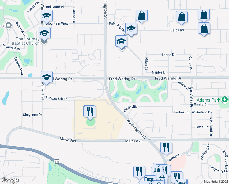 map of restaurants, bars, coffee shops, grocery stores, and more near 78049 Cobalt Court in La Quinta