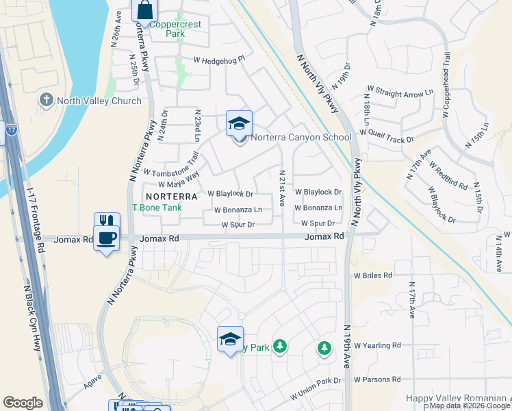 map of restaurants, bars, coffee shops, grocery stores, and more near 2204 West Bonanza Lane in Phoenix