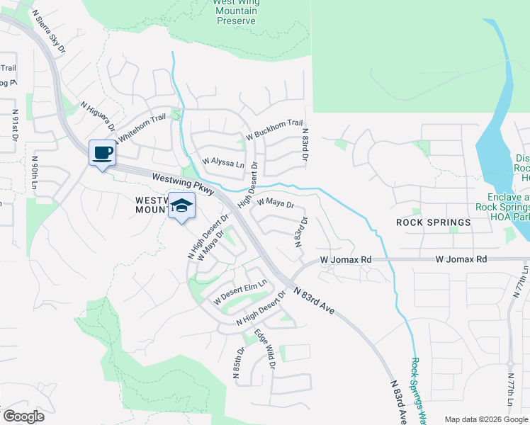 map of restaurants, bars, coffee shops, grocery stores, and more near 8342 West Molly Lane in Peoria