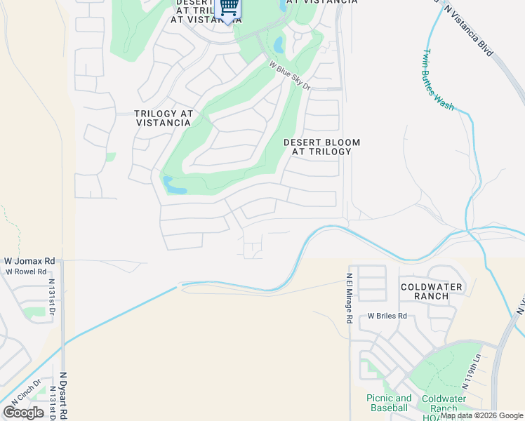 map of restaurants, bars, coffee shops, grocery stores, and more near 12524 West Jasmine Trail in Peoria