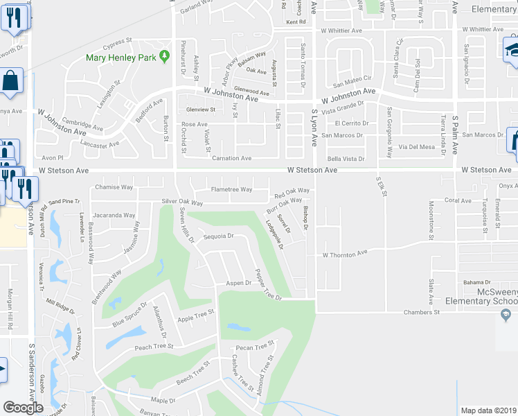 map of restaurants, bars, coffee shops, grocery stores, and more near 1835 Silver Oak Way in Hemet