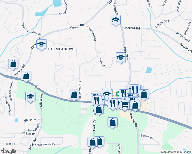 map of restaurants, bars, coffee shops, grocery stores, and more near 5308 Kinsdale Lane in Stone Mountain