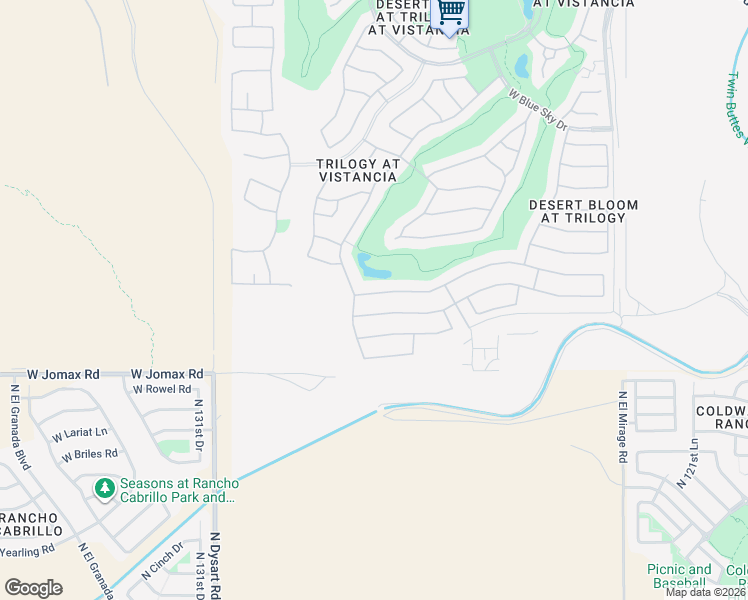 map of restaurants, bars, coffee shops, grocery stores, and more near 12813 West Bajada Road in Peoria