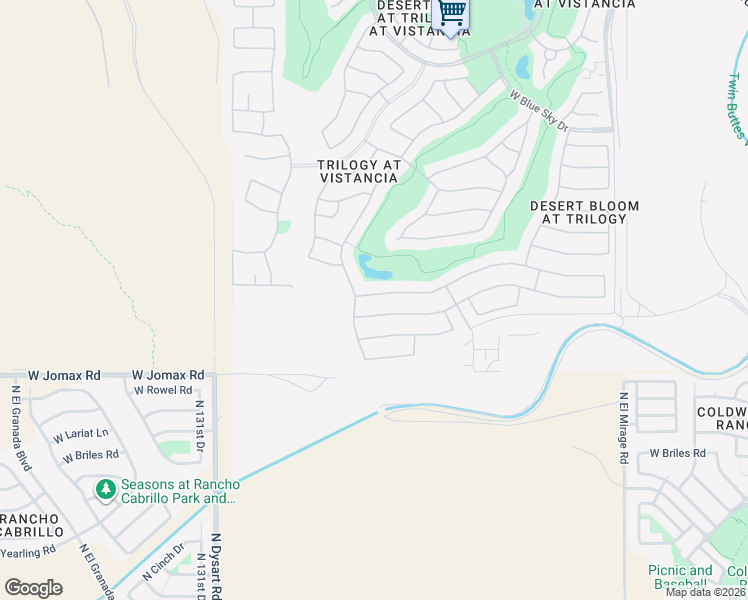 map of restaurants, bars, coffee shops, grocery stores, and more near 12813 West Bajada Road in Peoria