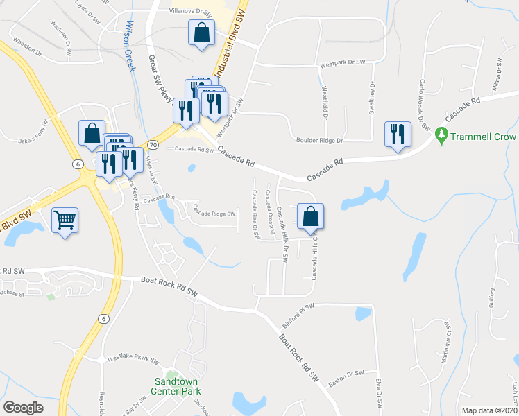 map of restaurants, bars, coffee shops, grocery stores, and more near 862 Cascade Crossing in Atlanta