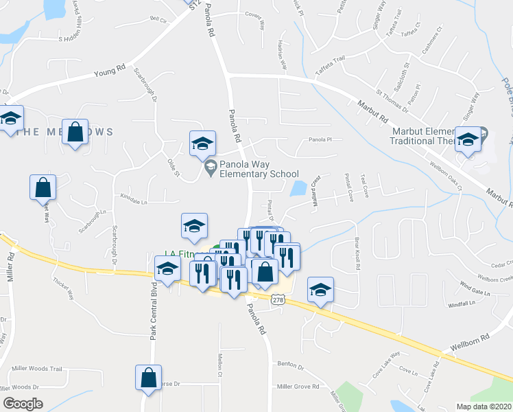 map of restaurants, bars, coffee shops, grocery stores, and more near 5450 Gadwell Circle in Lithonia