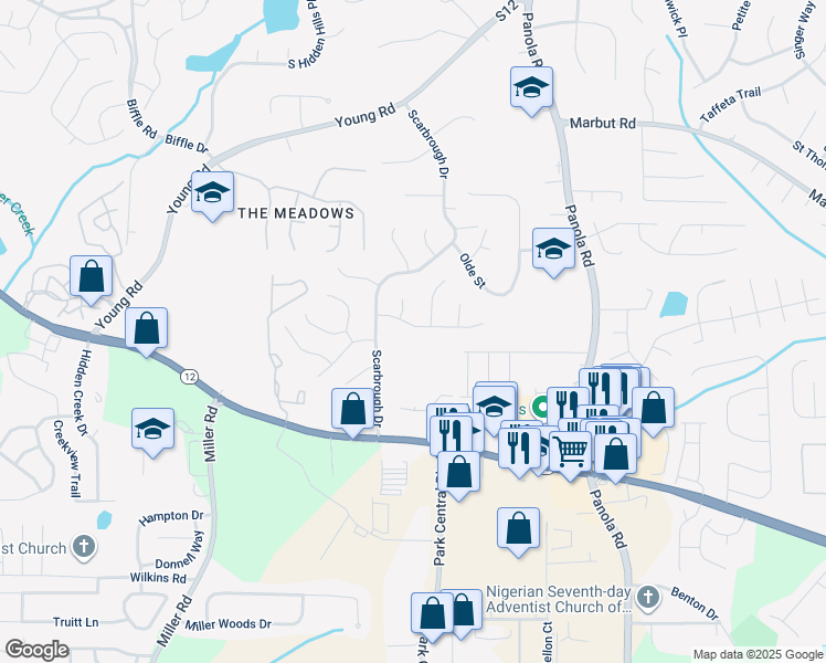 map of restaurants, bars, coffee shops, grocery stores, and more near 5268 Kinsdale Lane in Stone Mountain