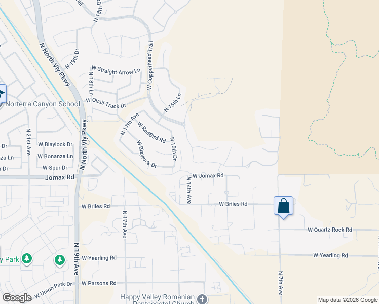 map of restaurants, bars, coffee shops, grocery stores, and more near 26724 North 14th Lane in Phoenix