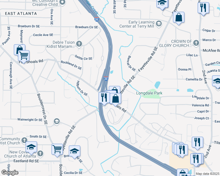 map of restaurants, bars, coffee shops, grocery stores, and more near 2000 Graham Circle Southeast in Atlanta
