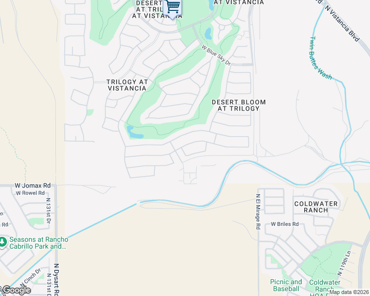 map of restaurants, bars, coffee shops, grocery stores, and more near 26949 North 126th Avenue in Peoria