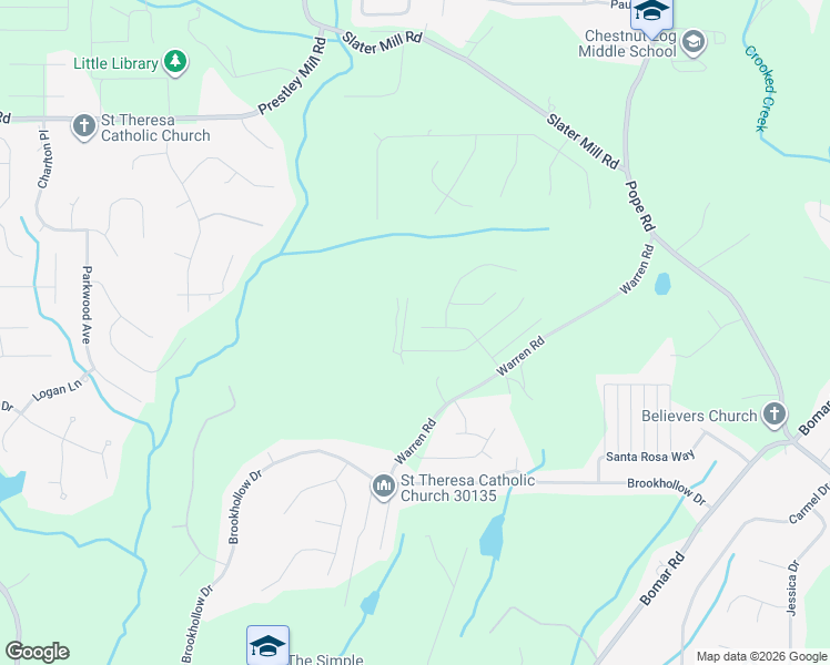 map of restaurants, bars, coffee shops, grocery stores, and more near 5077 Irvine Drive in Douglasville