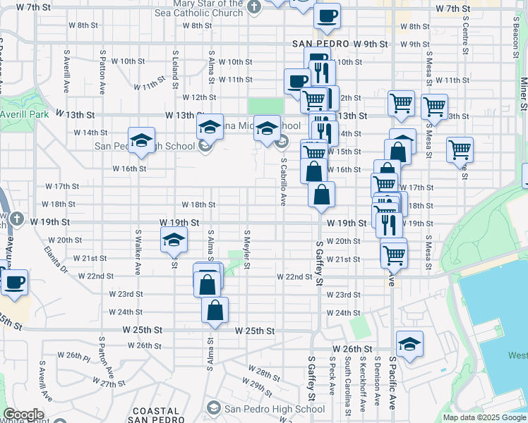 map of restaurants, bars, coffee shops, grocery stores, and more near 859 West 18th Street in Los Angeles