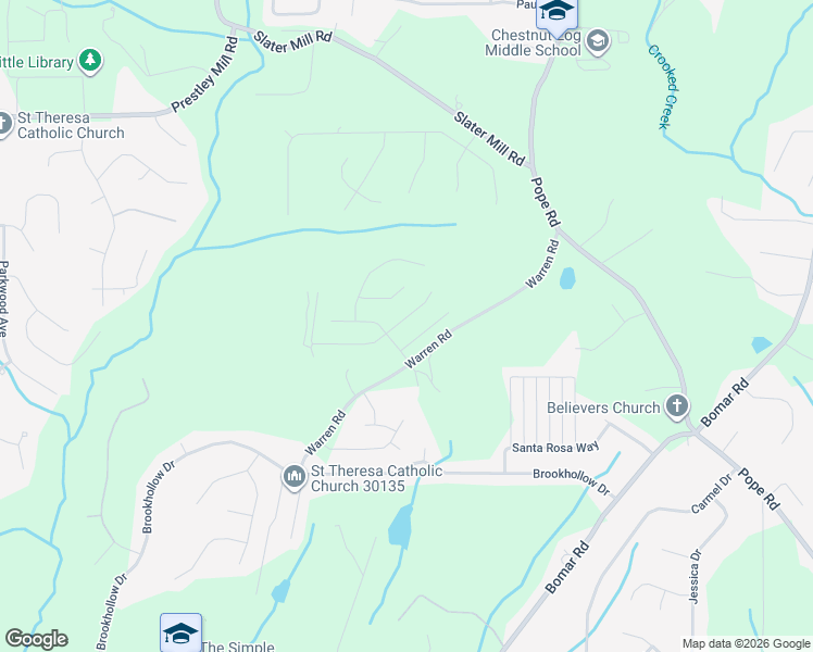 map of restaurants, bars, coffee shops, grocery stores, and more near 5045 Manning Drive in Douglasville
