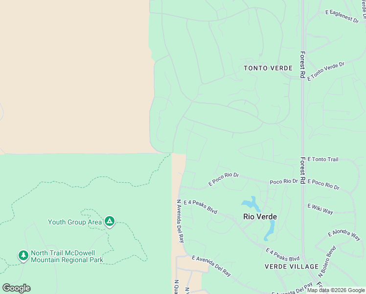 map of restaurants, bars, coffee shops, grocery stores, and more near 26614 North Avenida Del Ray in Rio Verde