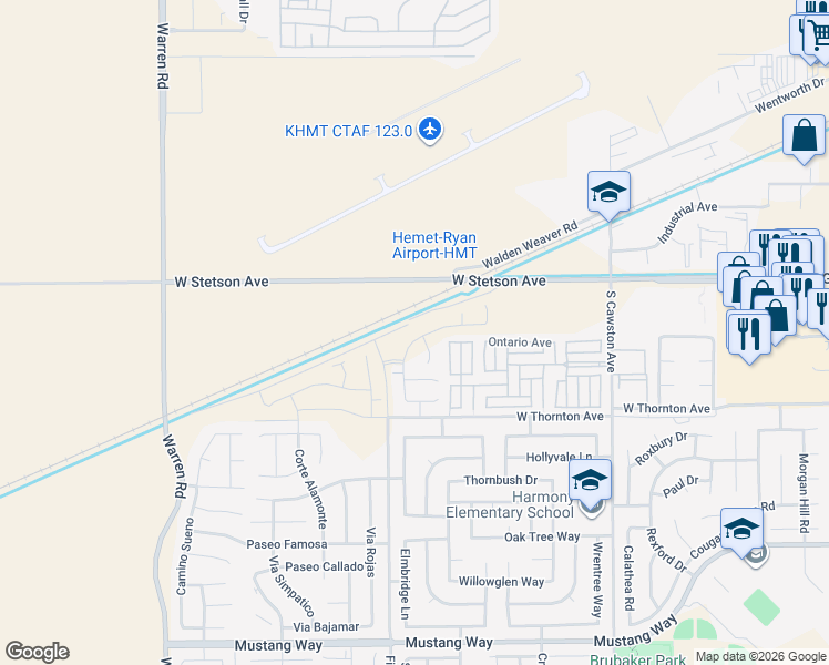map of restaurants, bars, coffee shops, grocery stores, and more near 392 Wichita Avenue in Hemet