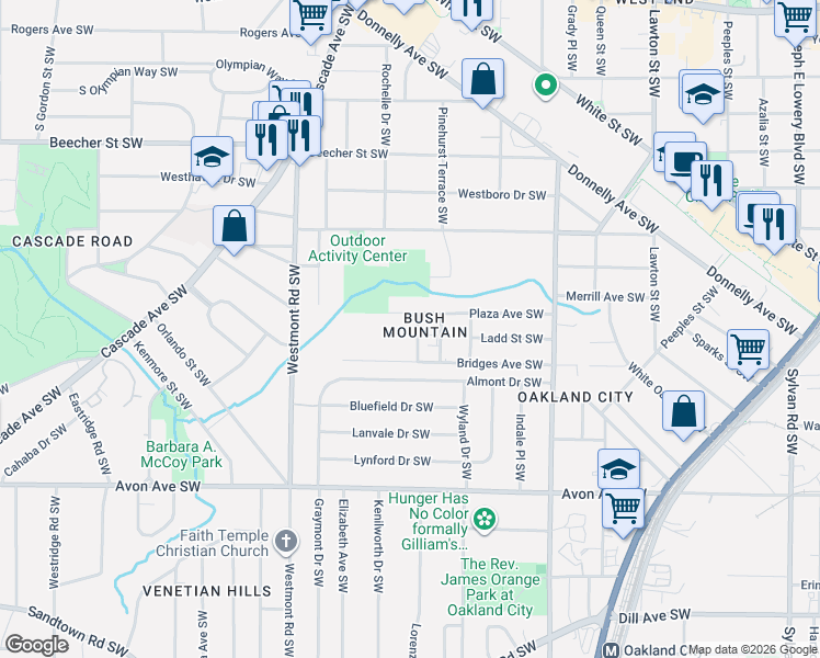 map of restaurants, bars, coffee shops, grocery stores, and more near 1007 Loma Linda Street Southwest in Atlanta