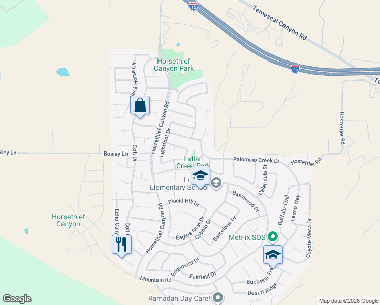 map of restaurants, bars, coffee shops, grocery stores, and more near 13463 Black Deer Drive in Corona