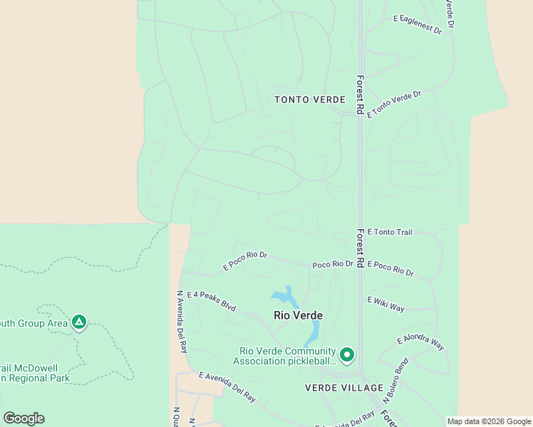 map of restaurants, bars, coffee shops, grocery stores, and more near 18601 East Mountainaire Drive in Rio Verde