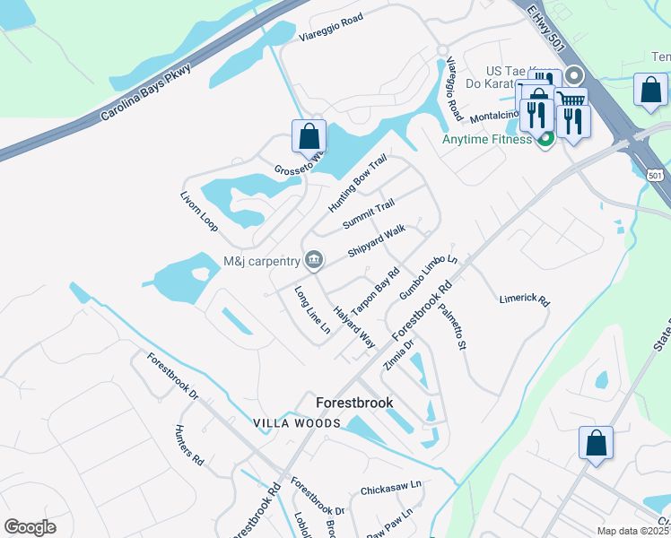 map of restaurants, bars, coffee shops, grocery stores, and more near 4050 Whisker Pole in Myrtle Beach