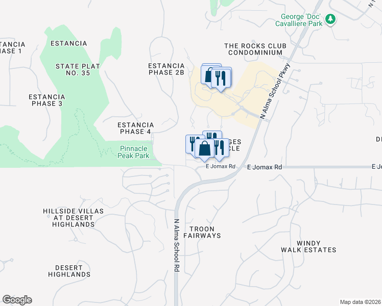 map of restaurants, bars, coffee shops, grocery stores, and more near 26698 North 104th Way in Scottsdale