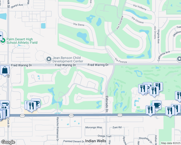 map of restaurants, bars, coffee shops, grocery stores, and more near 75617 Camino De Paco in Indian Wells