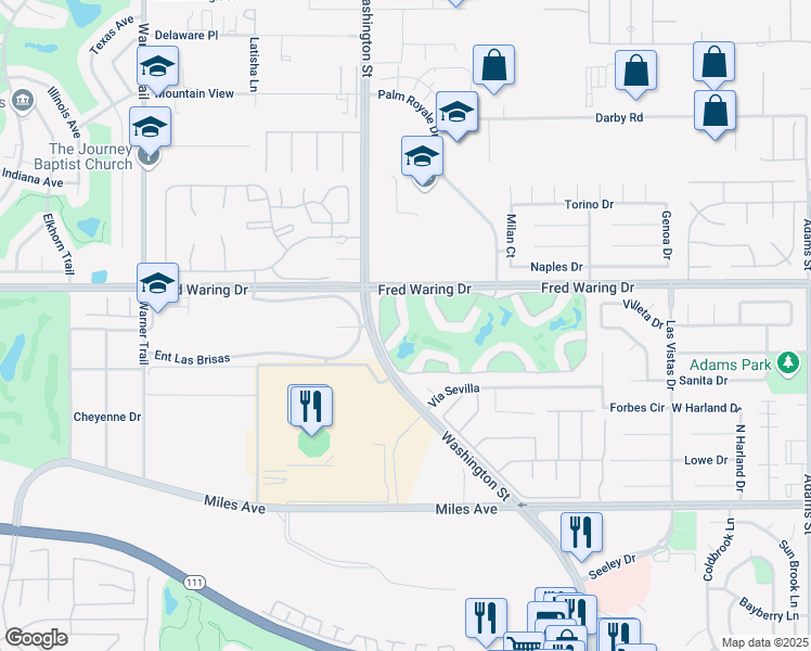 map of restaurants, bars, coffee shops, grocery stores, and more near 78049 Cobalt Court in La Quinta