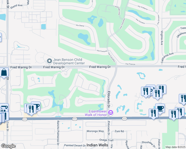 map of restaurants, bars, coffee shops, grocery stores, and more near 75617 Camino De Paco in Indian Wells