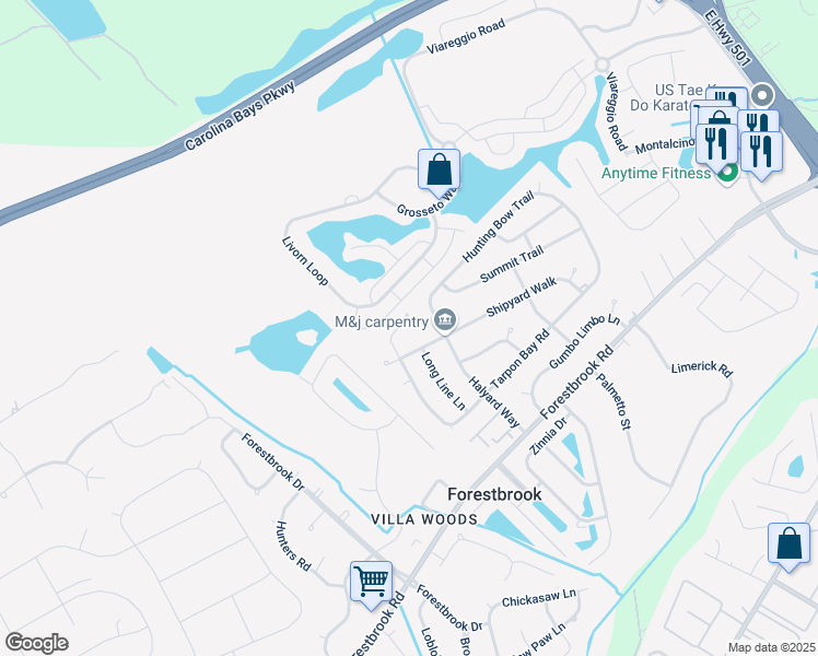 map of restaurants, bars, coffee shops, grocery stores, and more near 4230 Shipyard Walk in Myrtle Beach