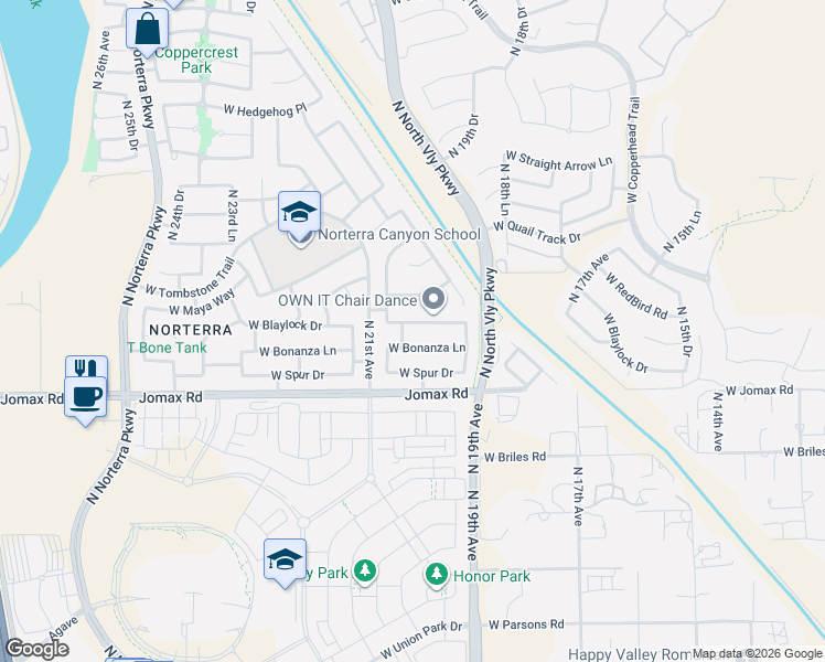 map of restaurants, bars, coffee shops, grocery stores, and more near 2008 West Bonanza Lane in Phoenix