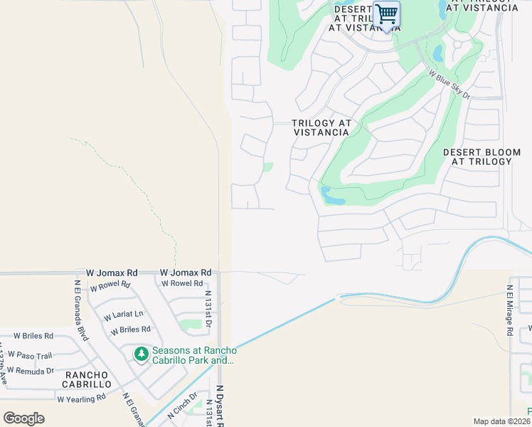 map of restaurants, bars, coffee shops, grocery stores, and more near 13001 West Redbird Road in Peoria