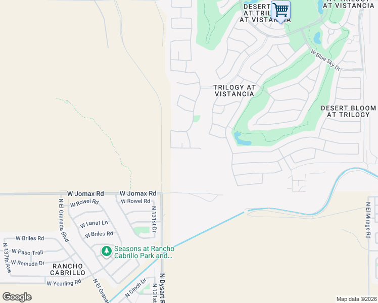 map of restaurants, bars, coffee shops, grocery stores, and more near 13031 West Redbird Road in Peoria