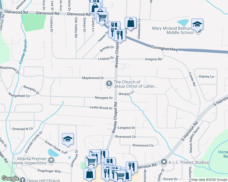 map of restaurants, bars, coffee shops, grocery stores, and more near in Decatur